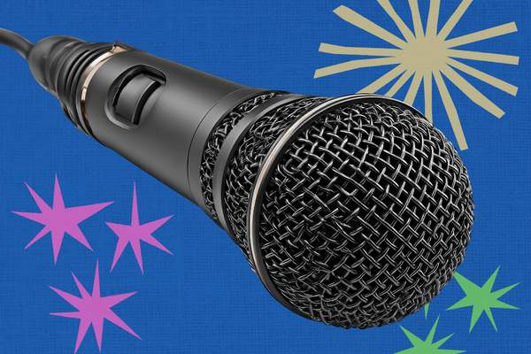 microphone with colourful stars