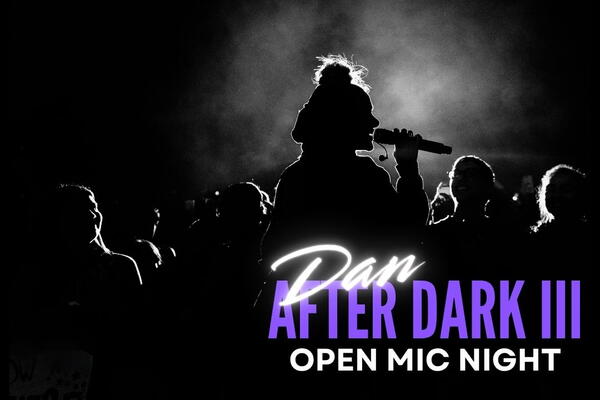 DAN after Dark 3 text with back lit singer
