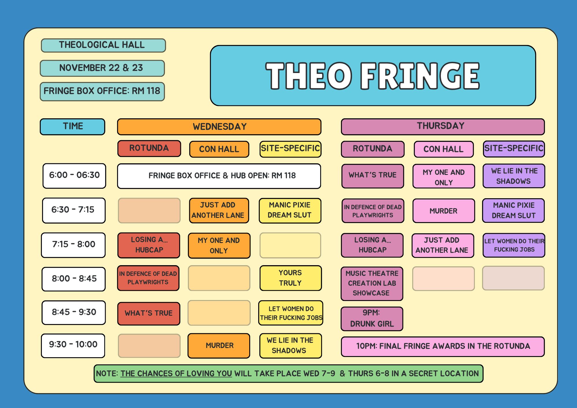 Fringe Schedule